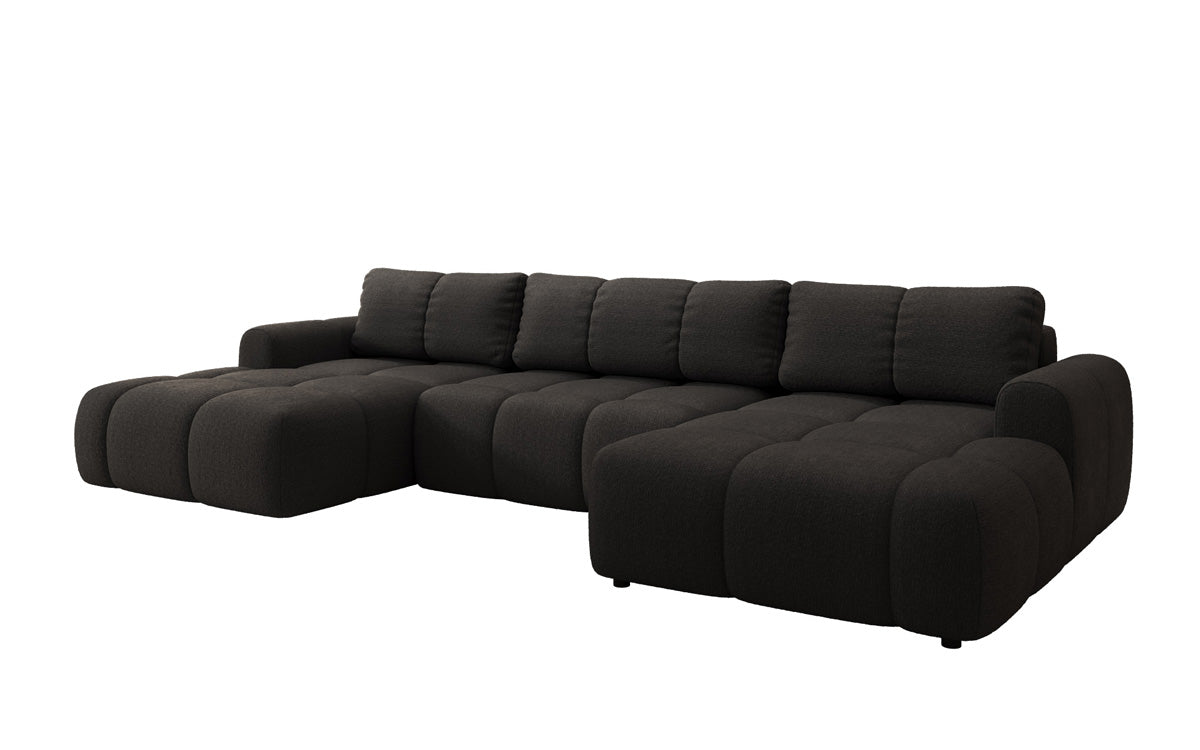 Designer Sofa Analfi U mit Schlaf- und Klappfunktion in Bouclé