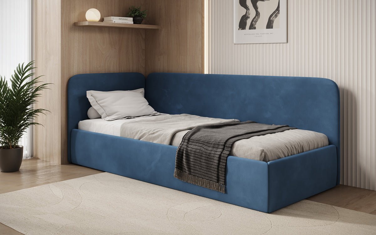 Design gestoffeerd bed/gastenbed/bank Cleo met opbergruimte