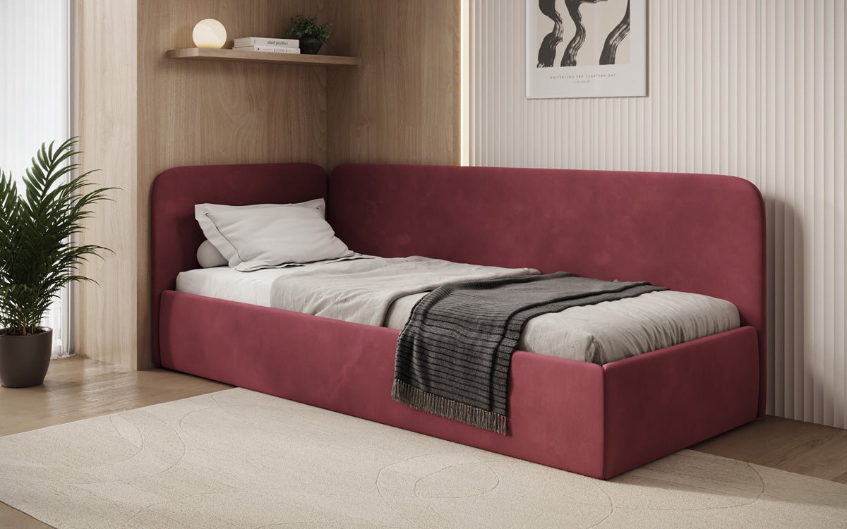 Design gestoffeerd bed/gastenbed/bank Cleo met opbergruimte