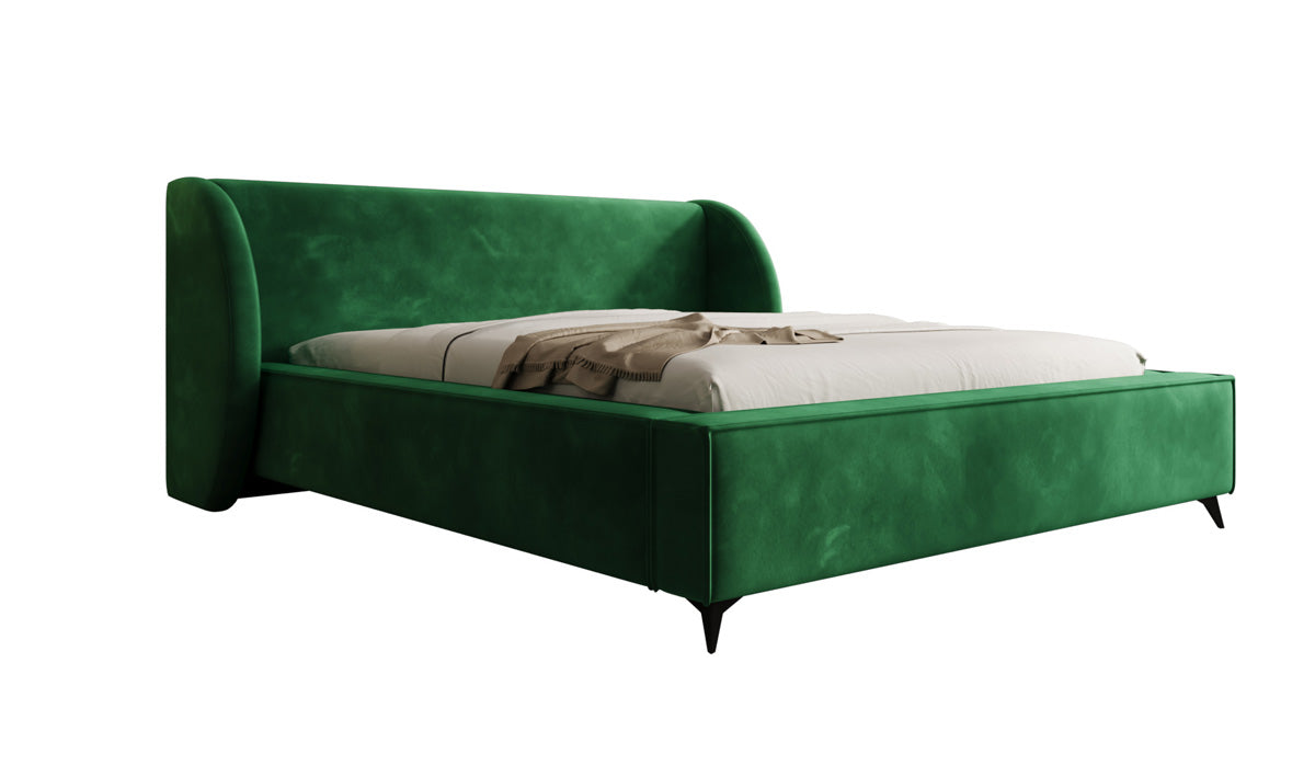 Designer gestoffeerd bed Freya in Fluweel met opbergruimte