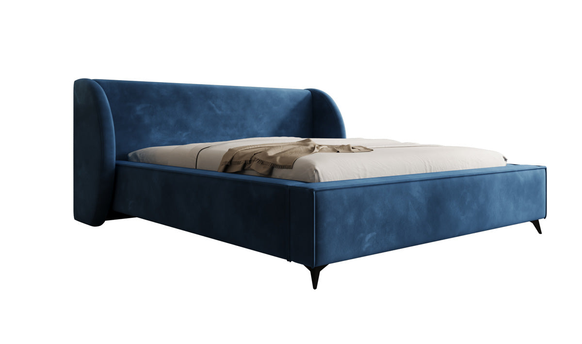 Designer gestoffeerd bed Freya in Fluweel met opbergruimte