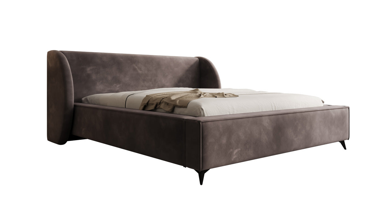 Designer gestoffeerd bed Freya in Fluweel met opbergruimte