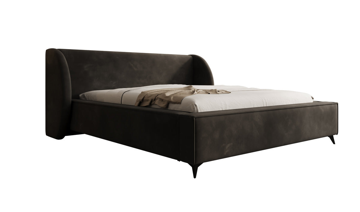 Designer gestoffeerd bed Freya in Fluweel met opbergruimte
