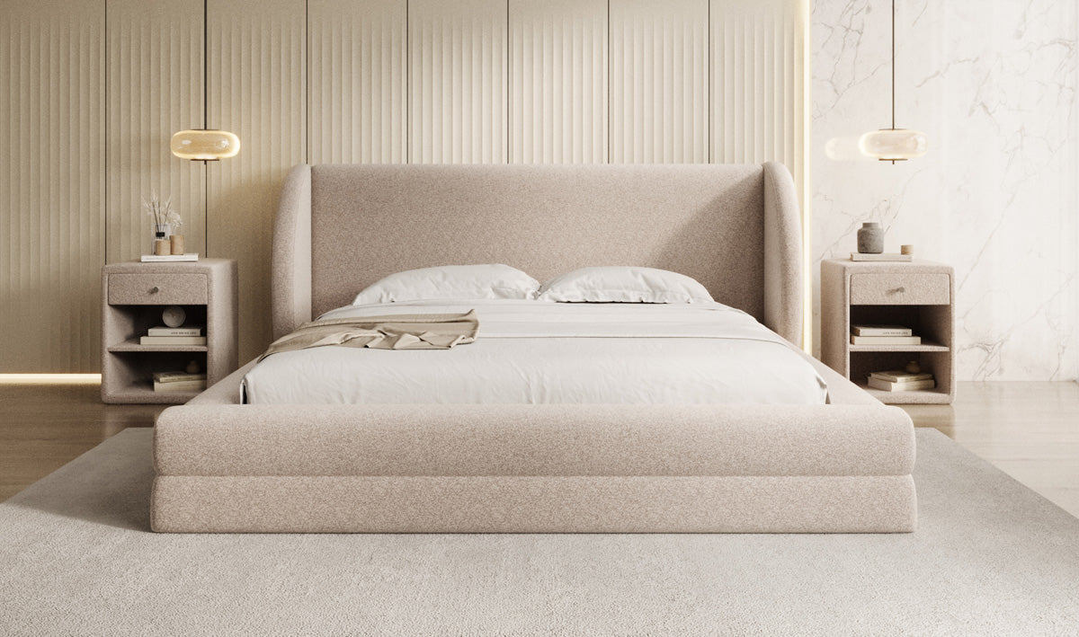 Design gestoffeerd bed Liv in structuurstof met opbergruimte