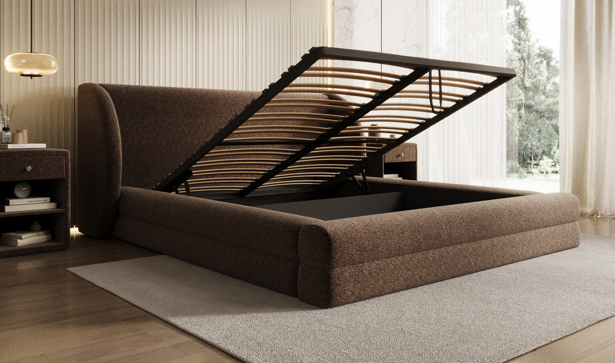 Design gestoffeerd bed Liv in structuurstof met opbergruimte