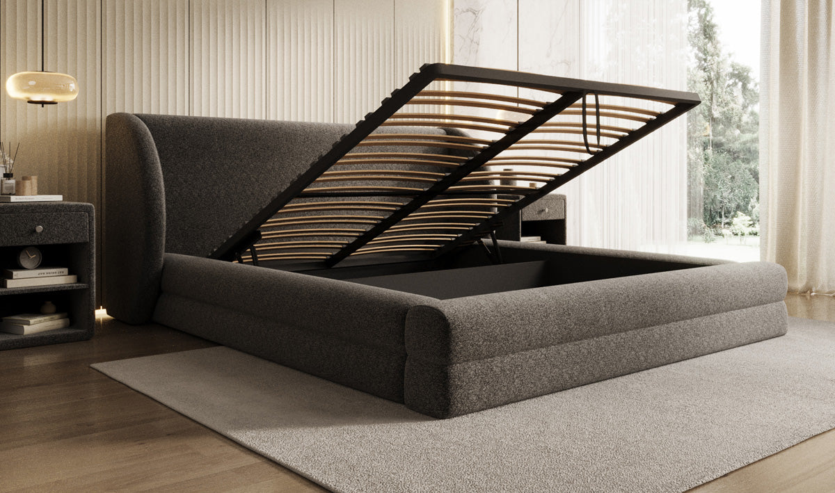 Design gestoffeerd bed Liv in structuurstof met opbergruimte