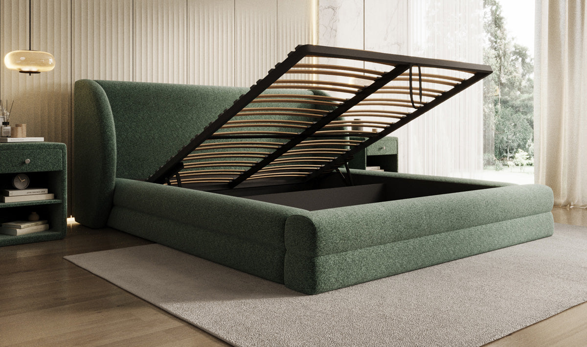 Design gestoffeerd bed Liv in structuurstof met opbergruimte
