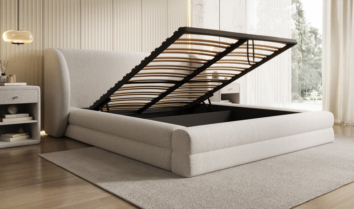Design gestoffeerd bed Liv in structuurstof met opbergruimte