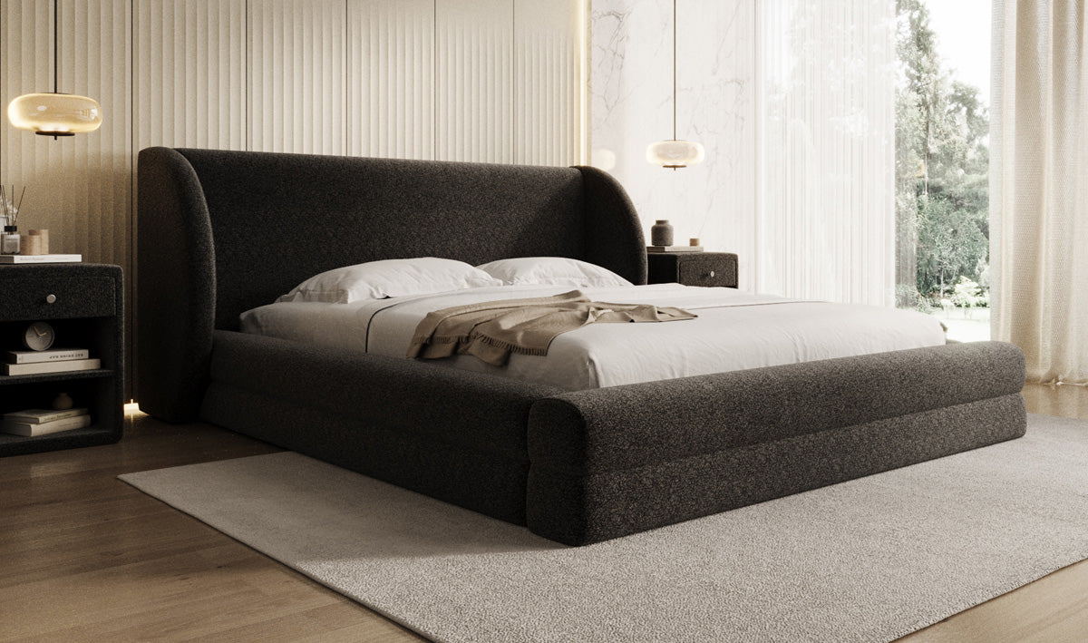 Design gestoffeerd bed Liv in structuurstof met opbergruimte