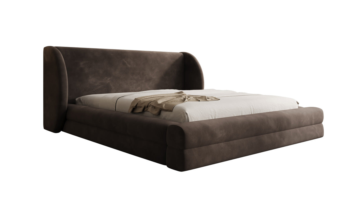 Designer gestoffeerd bed Liv in Fluweel met opbergruimte