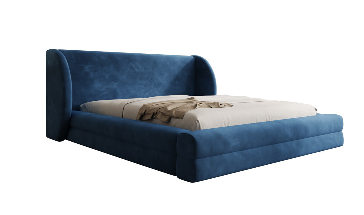 Designer gestoffeerd bed Liv in Fluweel met opbergruimte