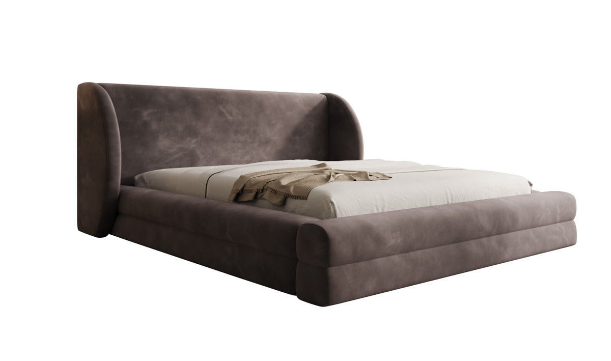 Designer gestoffeerd bed Liv in Fluweel met opbergruimte
