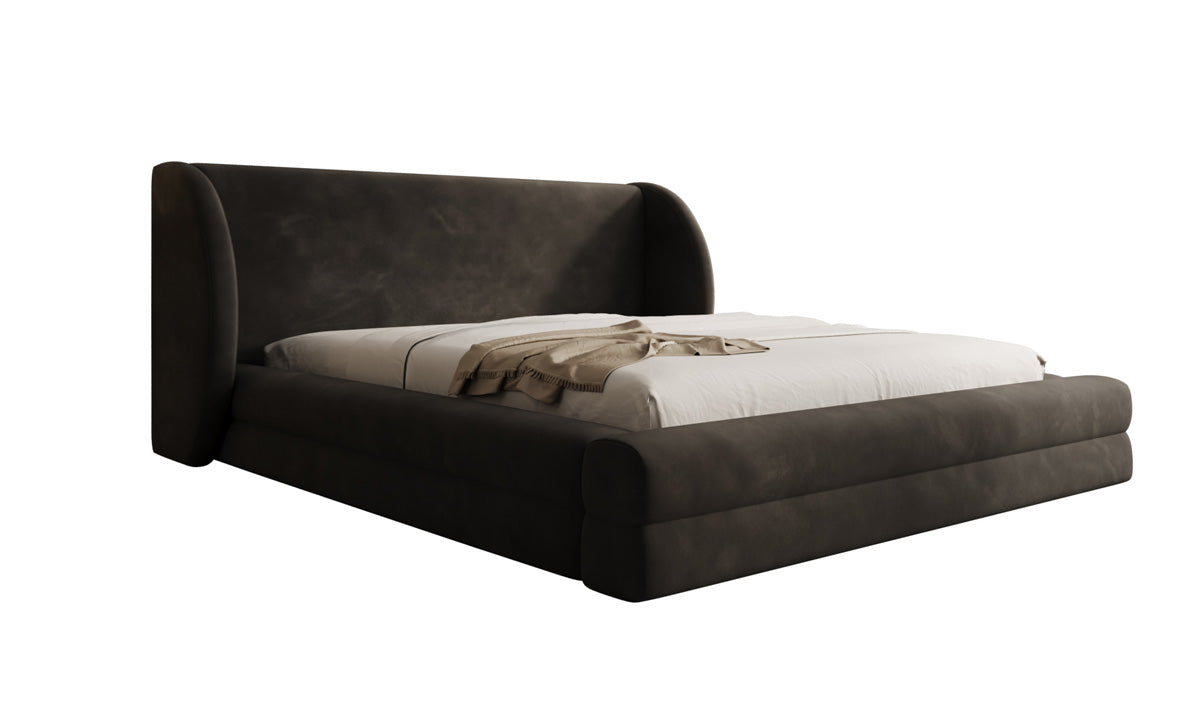 Designer gestoffeerd bed Liv in Fluweel met opbergruimte