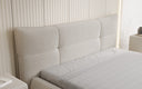 Designer gestoffeerd bed Gioia in Teddystof Bouclé met opbergruimte