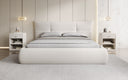 Designer gestoffeerd bed Gioia in Teddystof Bouclé met opbergruimte