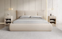 Designer gestoffeerd bed Gioia in Teddystof Bouclé met opbergruimte