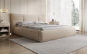 Designer gestoffeerd bed Gioia in Teddystof Bouclé met opbergruimte