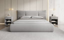 Designer gestoffeerd bed Gioia in Teddystof Bouclé met opbergruimte