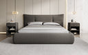 Designer gestoffeerd bed Gioia in Teddystof Bouclé met opbergruimte