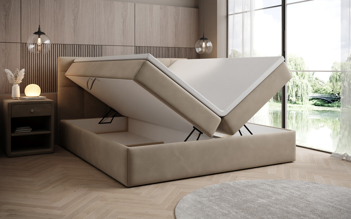 Boxspringbed Lux Fluweel met opbergruimte