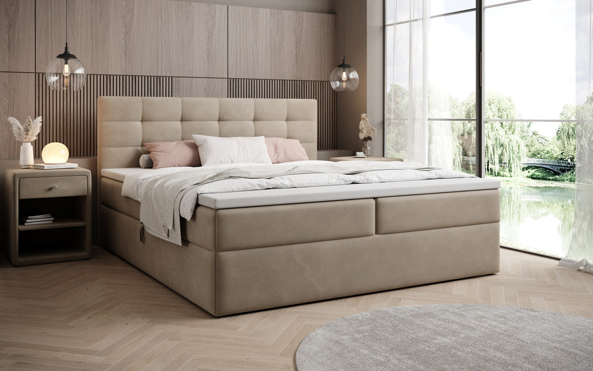 Boxspringbed Lux Fluweel met opbergruimte