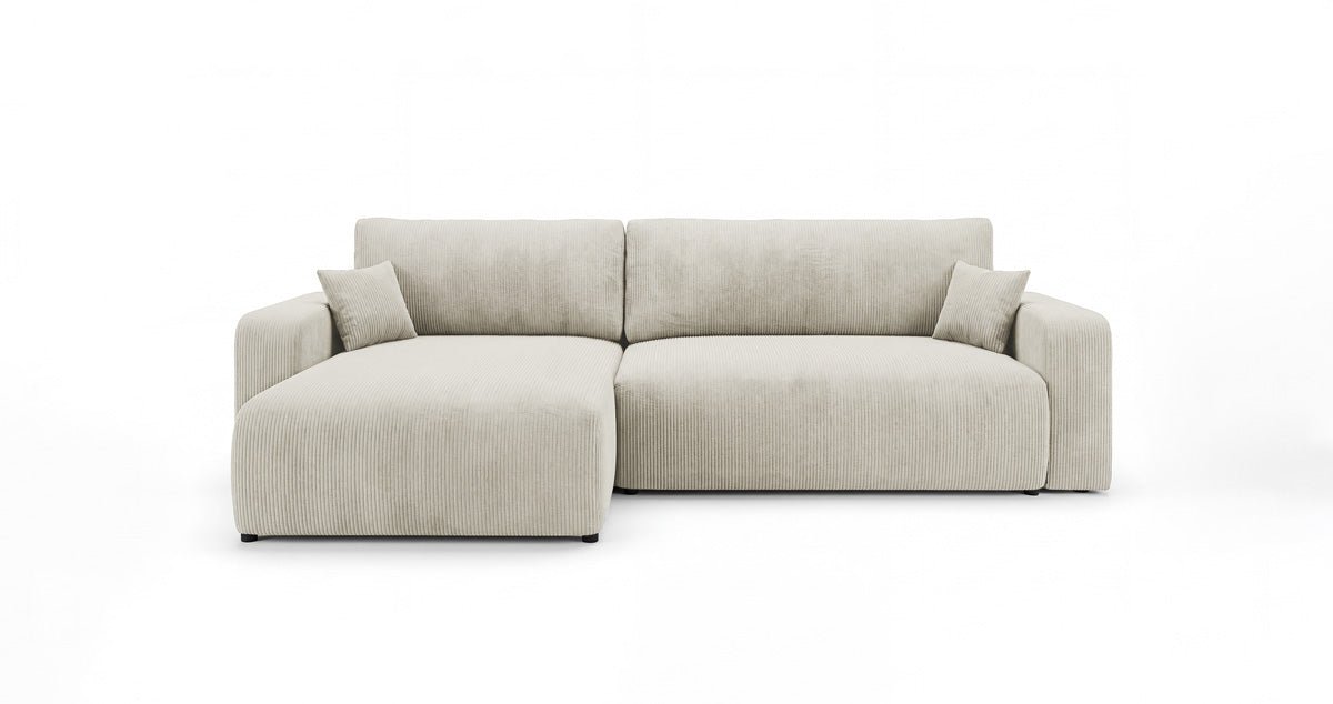 Designbank Noma met slaap- en klapfunctie in Ribstof