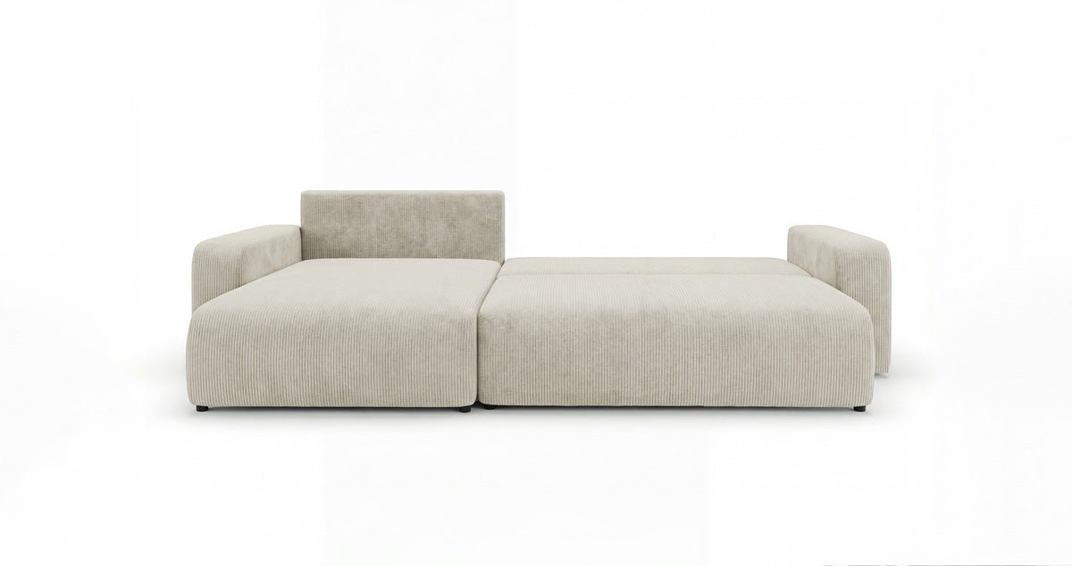 Designbank Noma met slaap- en klapfunctie in Ribstof