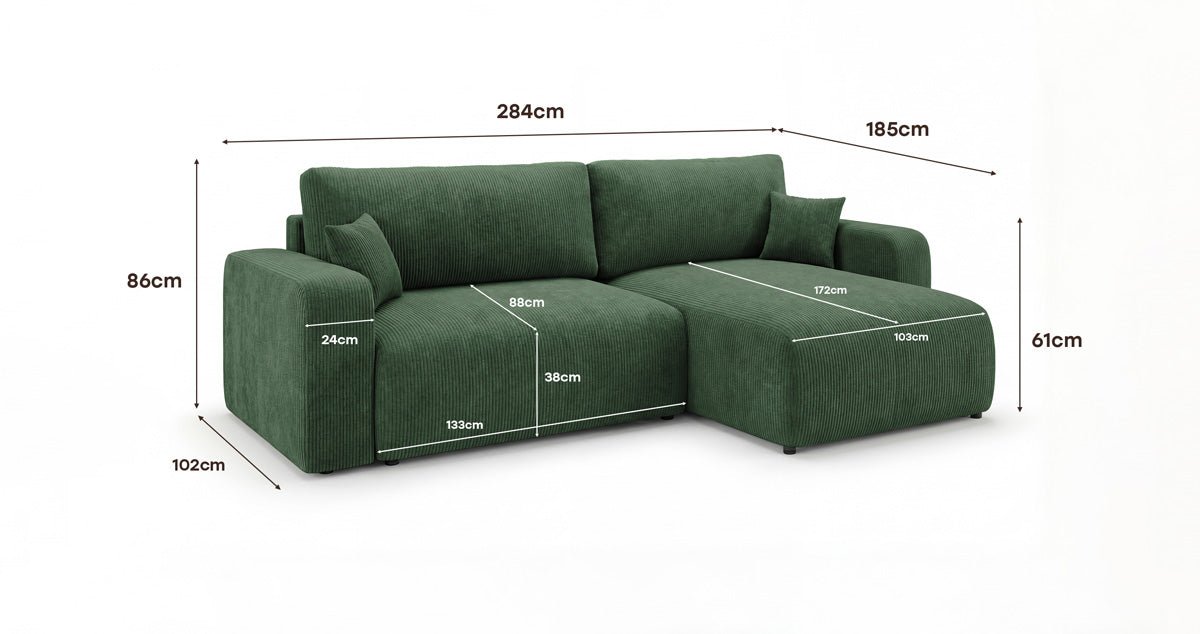 Designbank Noma met slaap- en klapfunctie in Ribstof
