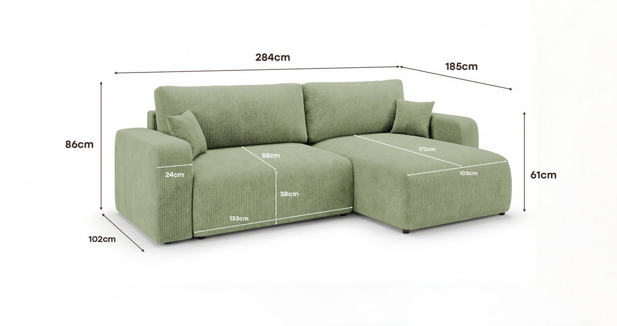 Designbank Noma met slaap- en klapfunctie in Ribstof