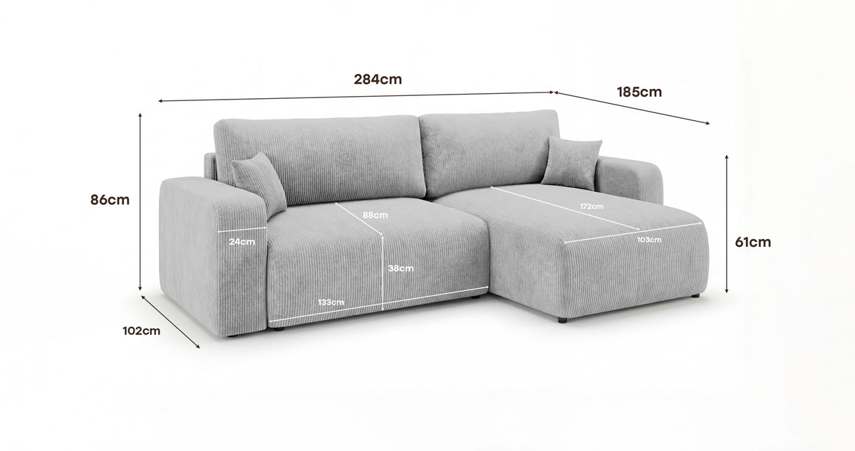 Designbank Noma met slaap- en klapfunctie in Ribstof