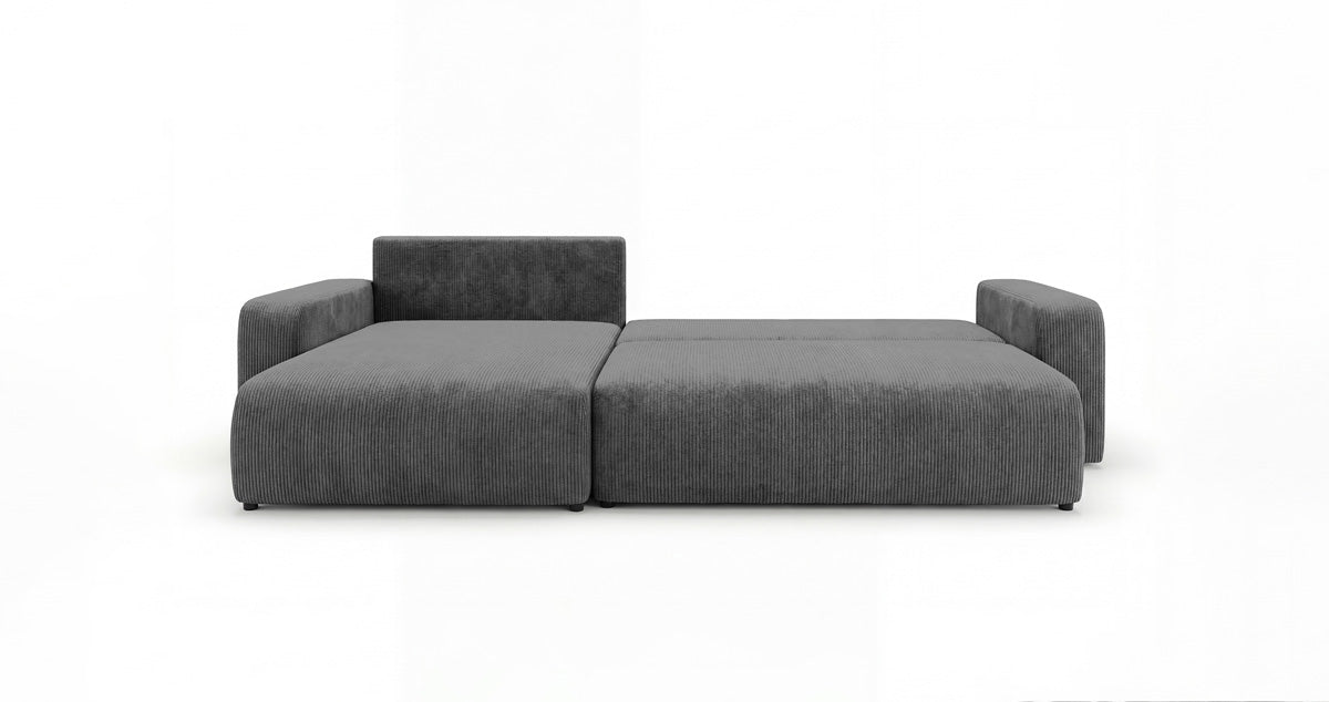 Designbank Noma met slaap- en klapfunctie in Ribstof