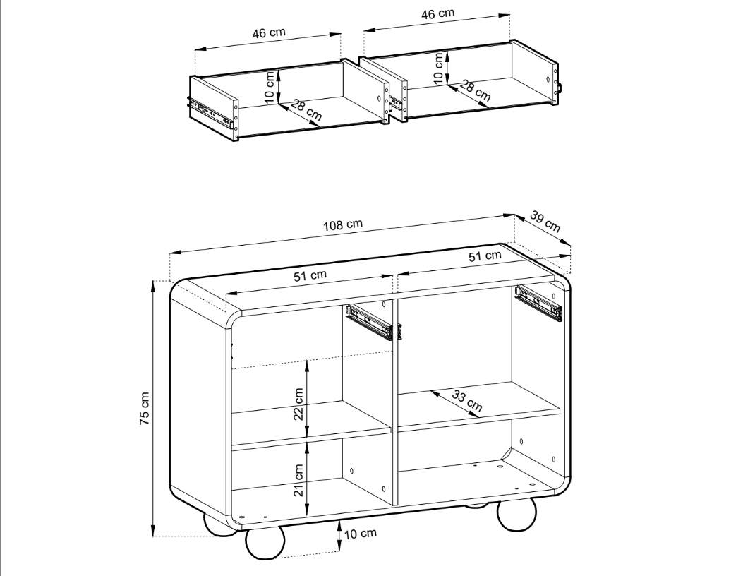 Designer ladekast Layla 108 cm