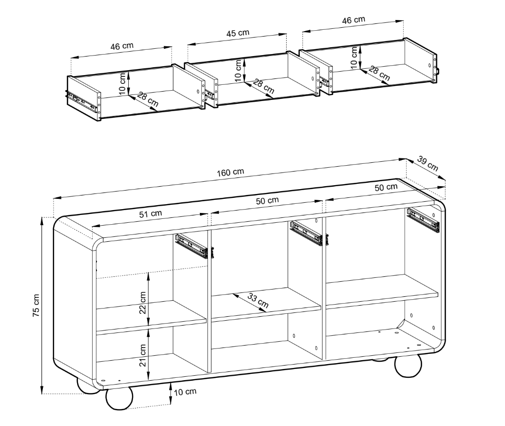 Designer dressoir Layla 160 cm