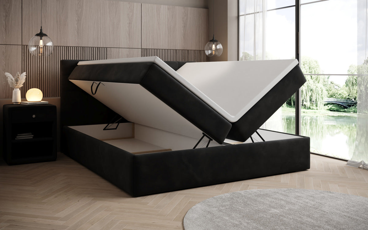 Boxspringbed Lux Fluweel met opbergruimte