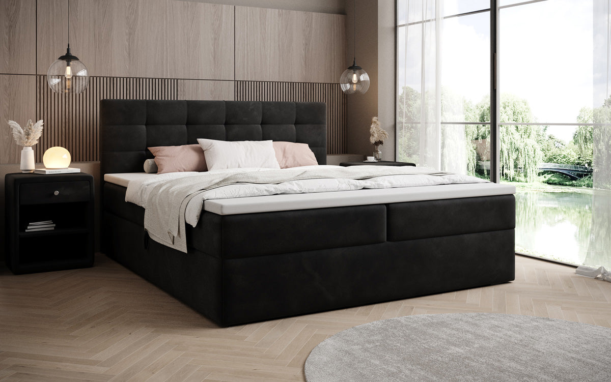 Boxspringbed Lux Fluweel met opbergruimte
