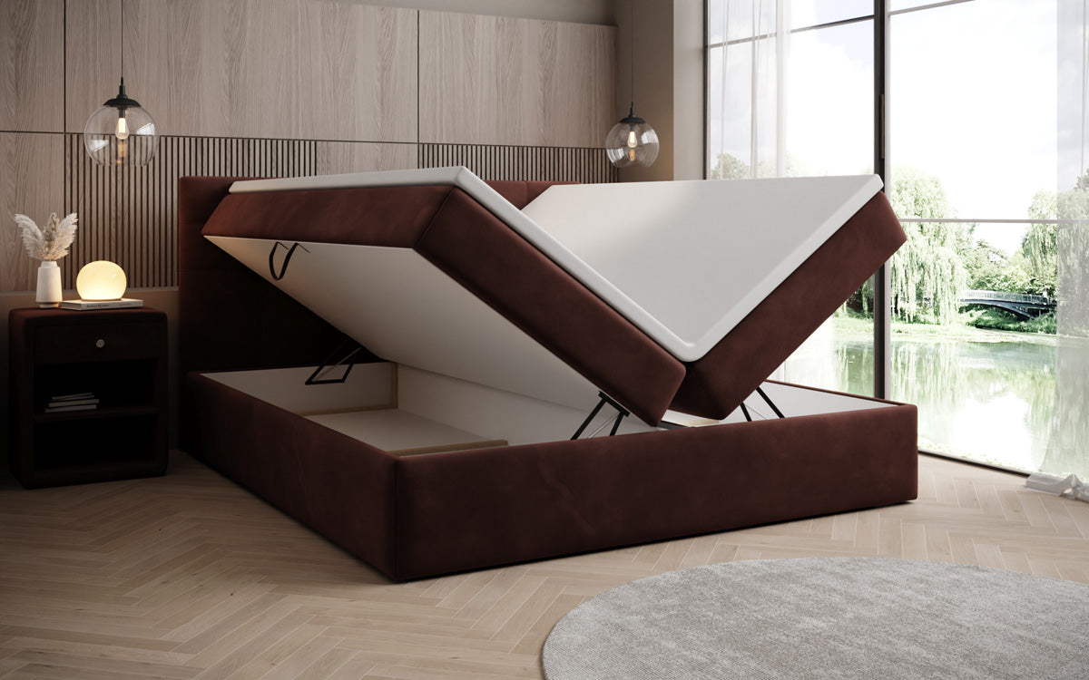 Boxspringbed Lux Fluweel met opbergruimte