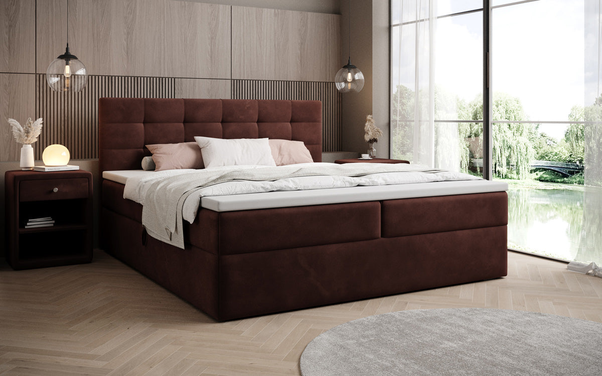 Boxspringbed Lux Fluweel met opbergruimte