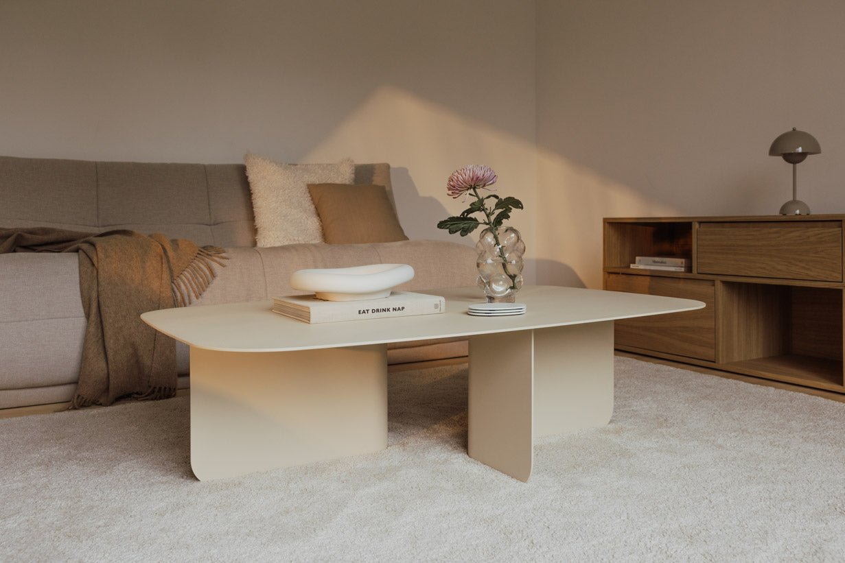 Salontafel Livia – Japandi design van gepoedercoat plaatstaal