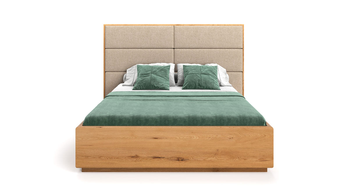 Designer houten bed Valent van massief eiken met opbergruimte