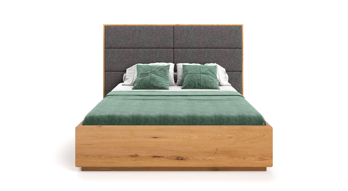 Designer houten bed Valent van massief eiken met opbergruimte