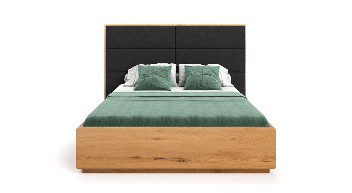 Designer houten bed Valent van massief eiken met opbergruimte