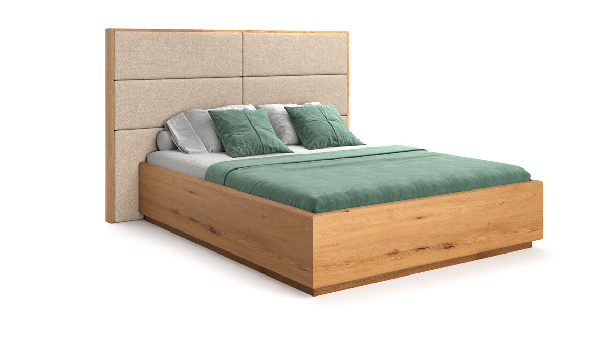 Designer houten bed Valent van massief eiken met opbergruimte