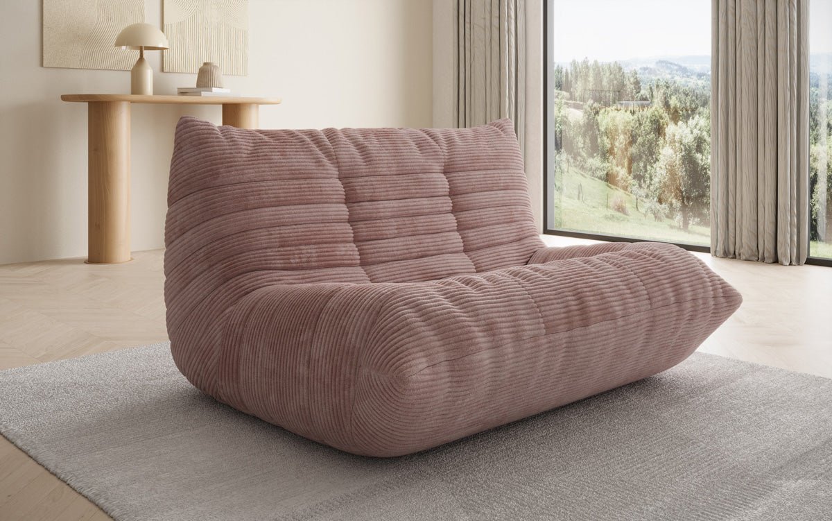 Designer 2-zits bank Calmo in Ribstof