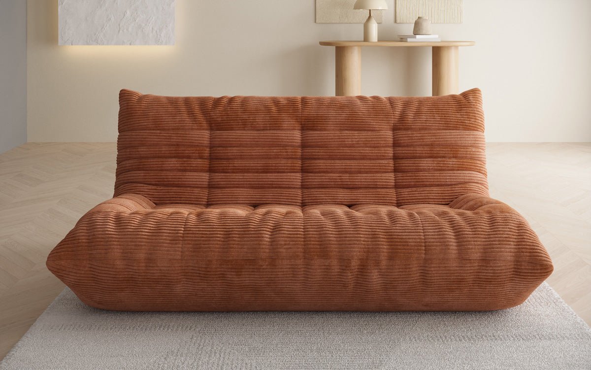 Designer 3-zits bank Calmo in Ribstof