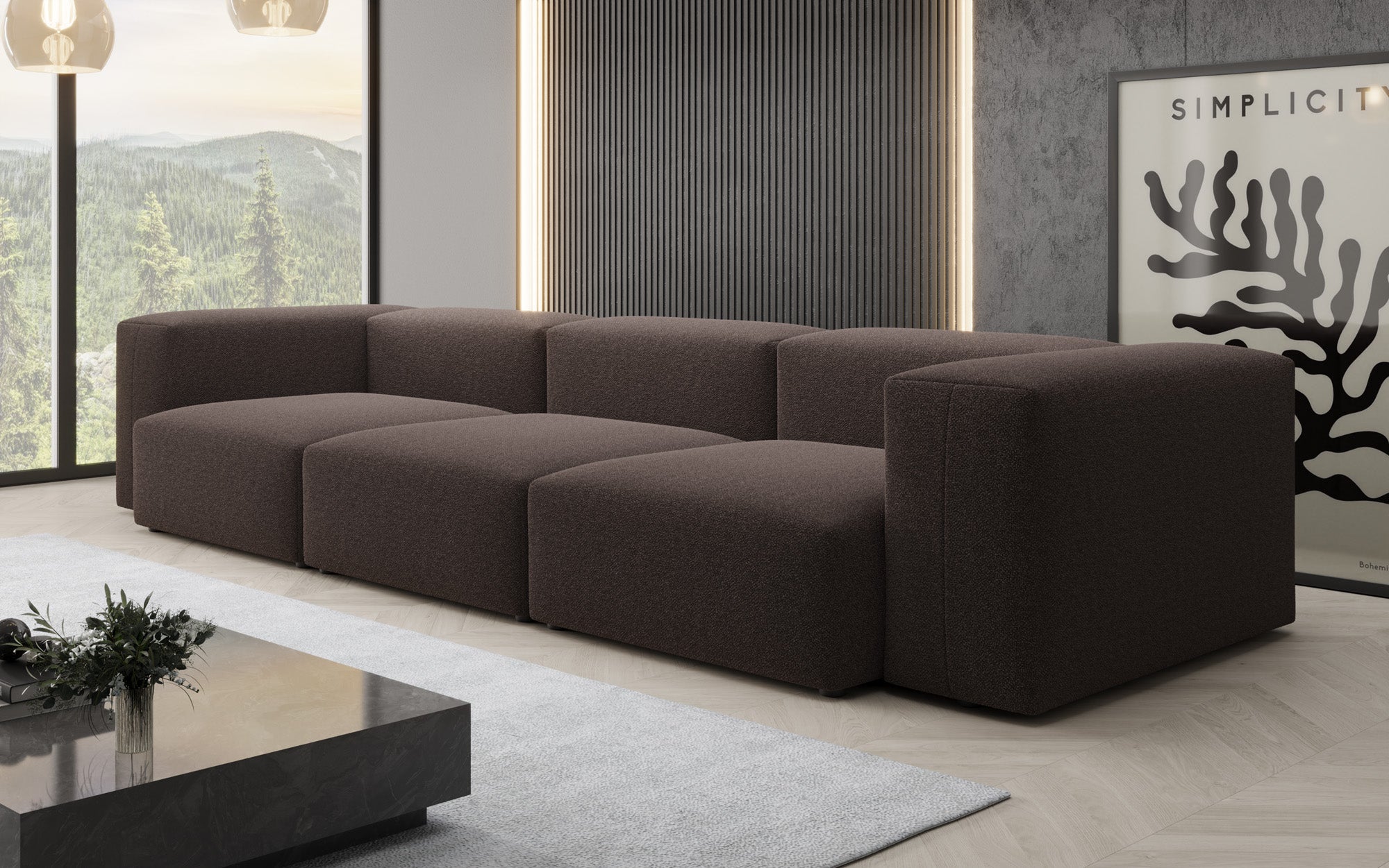 Ontwerper 3-zits bank Snug in Bouclé