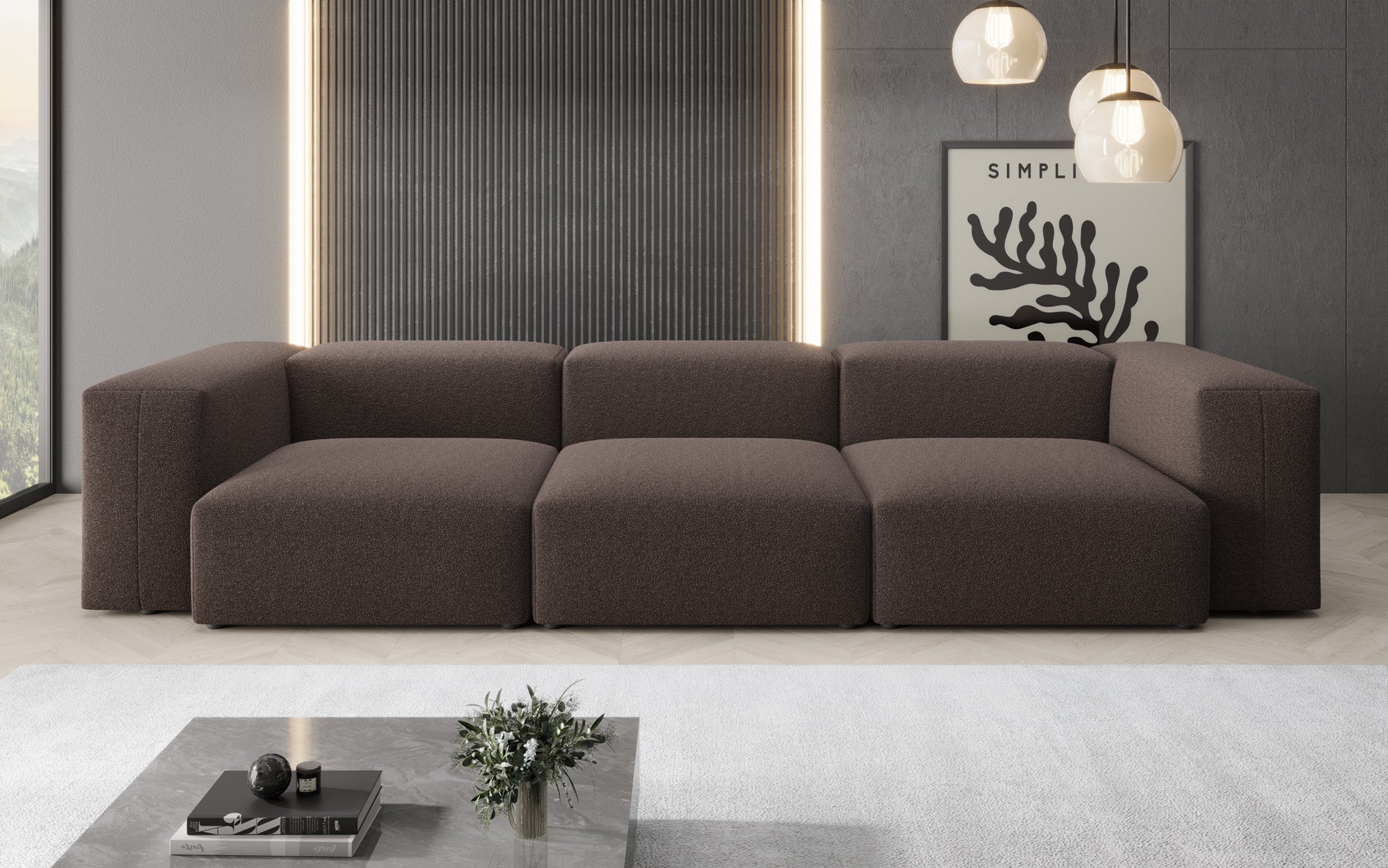 Ontwerper 3-zits bank Snug in Bouclé