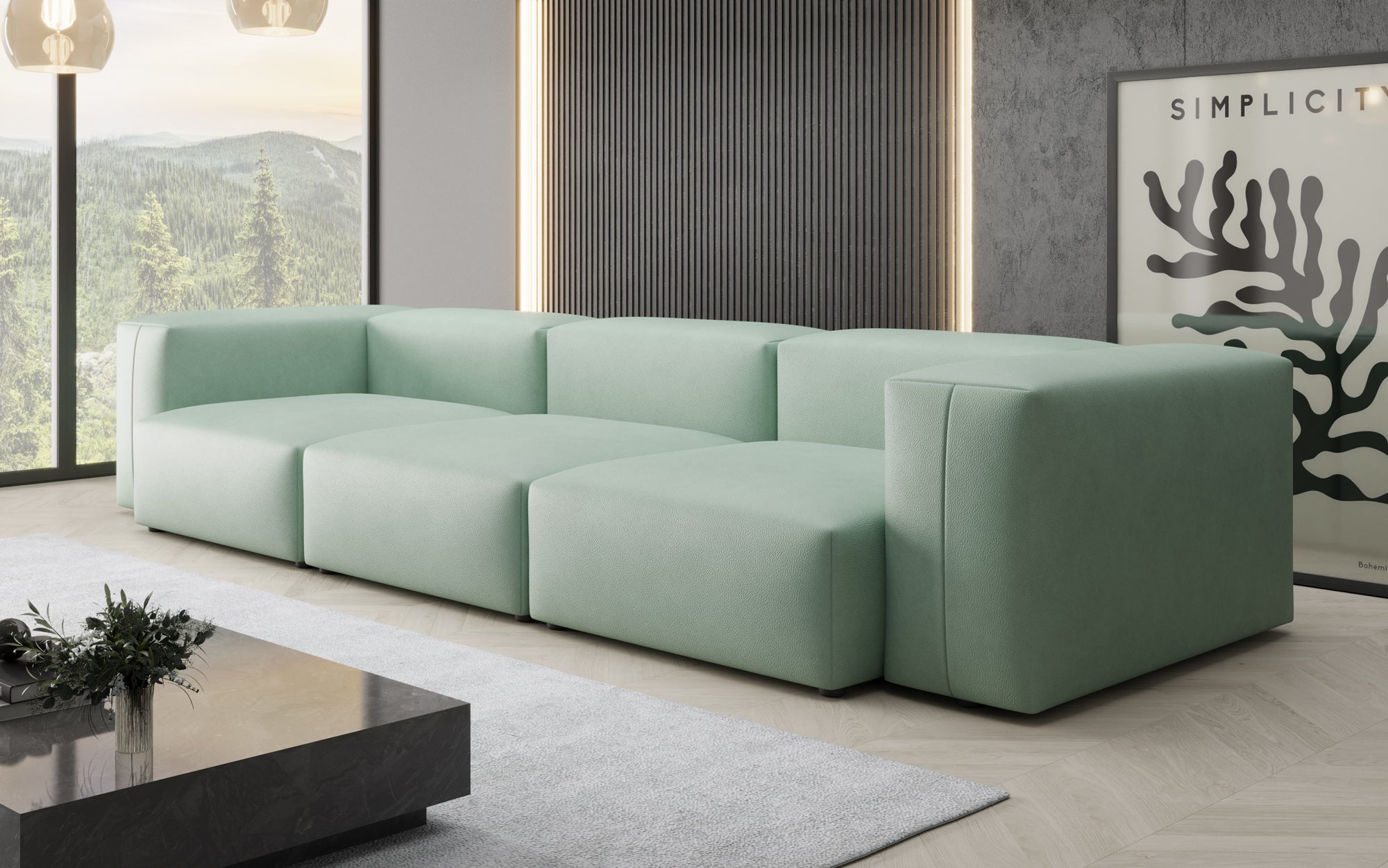 Designer 3-zits bank Snug van echt leer