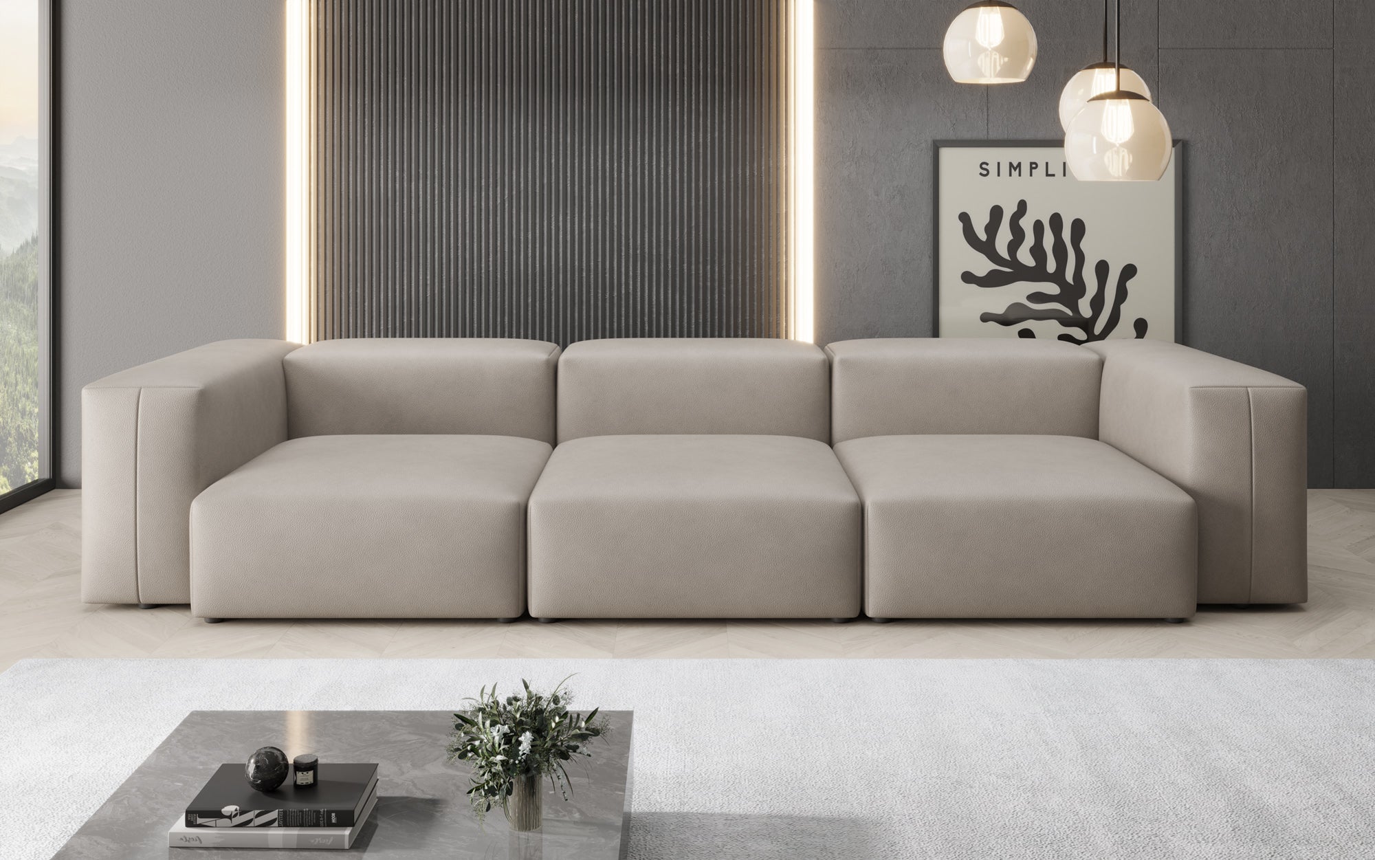 Designer 3-zits bank Snug van echt leer