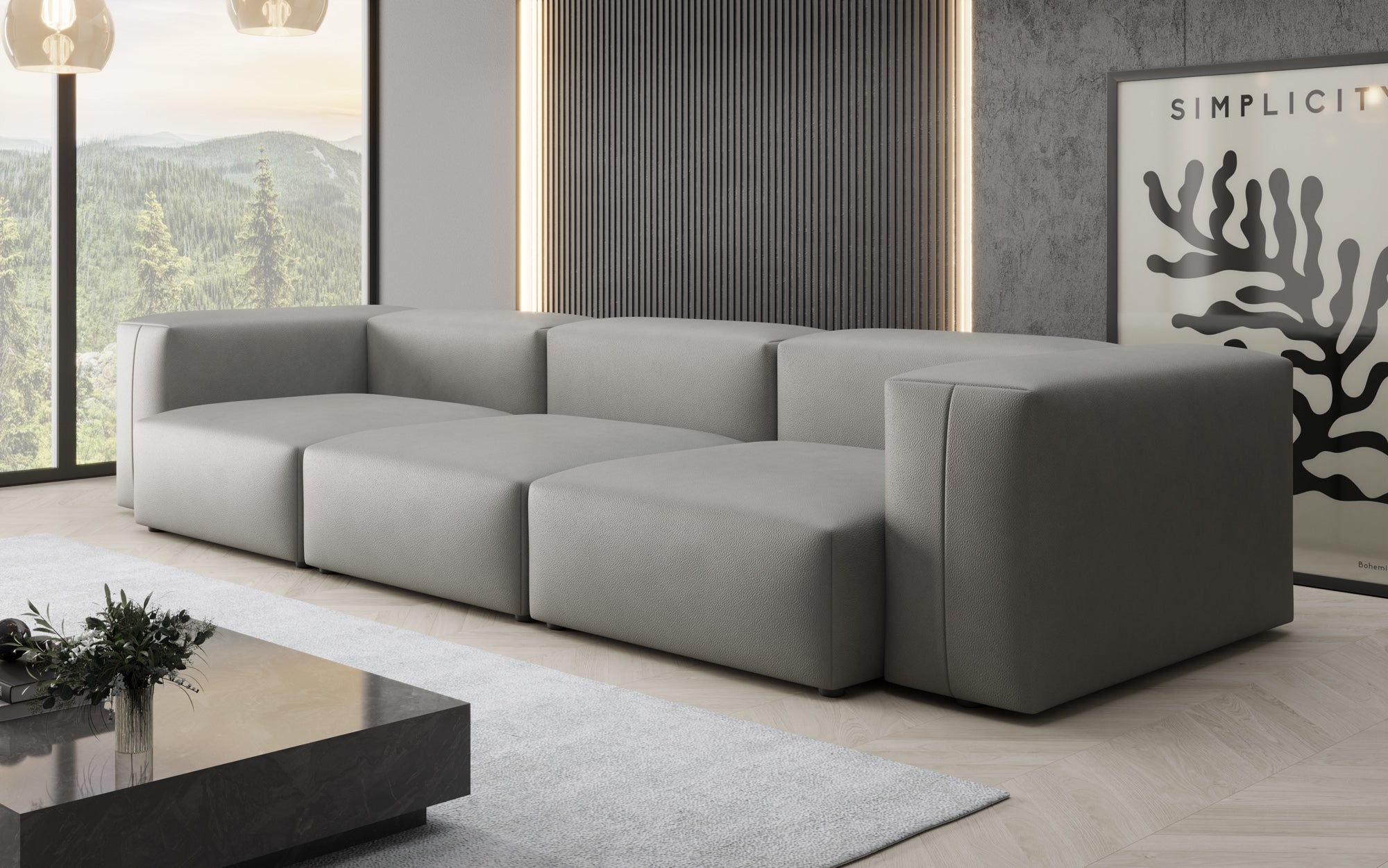 Designer 3-zits bank Snug van echt leer