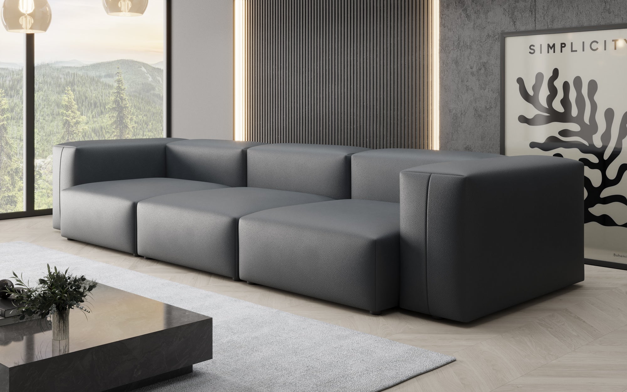 Designer 3-zits bank Snug van echt leer